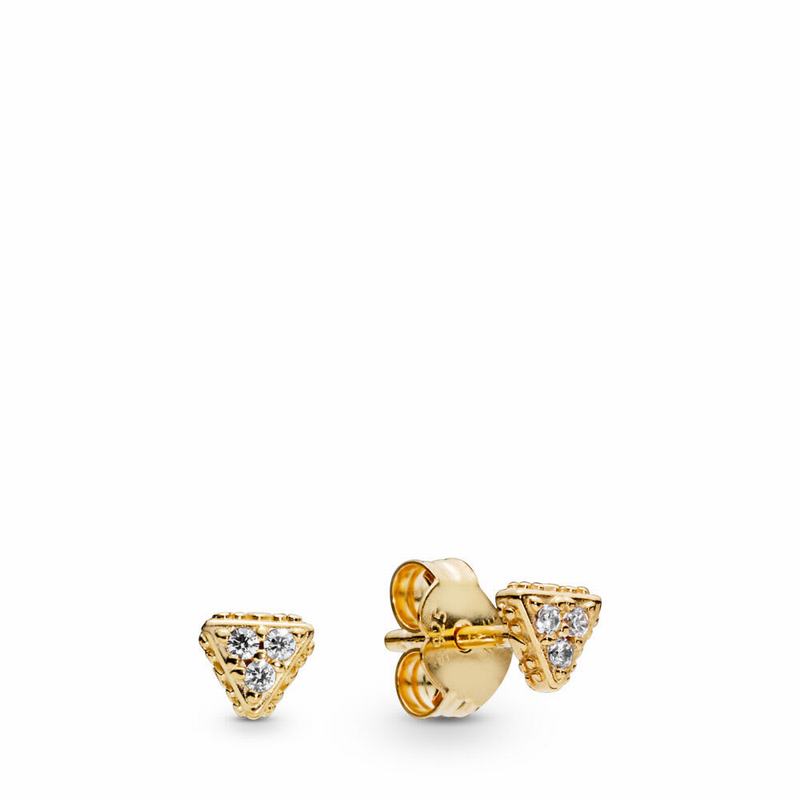 Pandora Shine™ Sparkling Triangles Stud Earrings Ireland - 18ct Gold Plated/Cubic Zirconia - 795810H